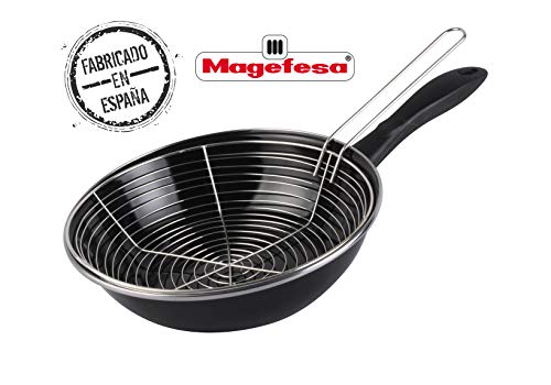 Desconocido Magefesa Black Sartén freidora, Acero Vitrificado, Negro, 26 cm