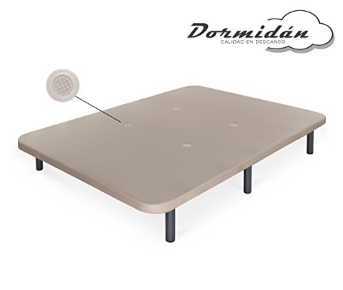 Dormidán - Base tapizada con Tejido 3D y válvulas de aireación + 6 Patas Acero 30cm, Refuerzo Central, Medida 135x190cm