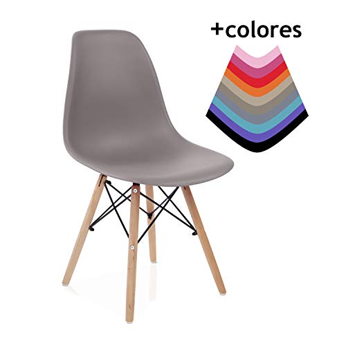 duehome - Nordik - Silla de Comedor, Salon, Cocina o Escritorio, Patas Madera Haya, Dimensiones: 47 x 56 x 81 cm de Altura (Marron)