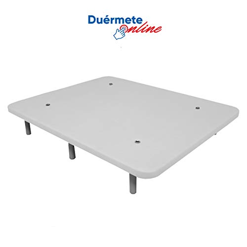 Duérmete Online - Duérmete-Base Tapizada 3D Reforzada 5 Barras de Refuerzo y Válvulas de Ventilación + 6 Patas, Blanco, 150x190