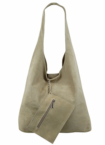 Freyday FFSA51 - Bolso al hombro de Fabricada en piel auténtica. 100% Made in Italy – 100% satisfacción. para mujer Beige beige