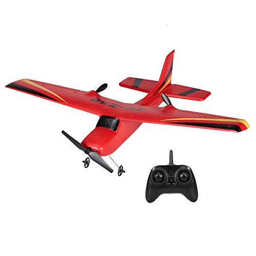 Goolsky Zhi Cheng Juguetes RC Avión Z50 2.4G 2CH Control Remoto Glider 350mm Envergadura EPP Micro Indoor Avión con Giro RTF (Rojo)