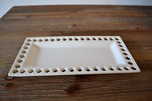 Henriette D15671 - Bandeja Rectangular con Paja de Viena (23 x 11,5 cm, Porcelana), Color Blanco