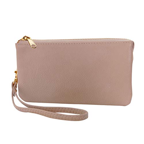 Humble Chic NY Vegano Manilla De Cuero Monedero Del Bolso De Embrague - Pequeño Teléfono Del Bolso Del Monedero, Bronceado, Desnudo, Beige