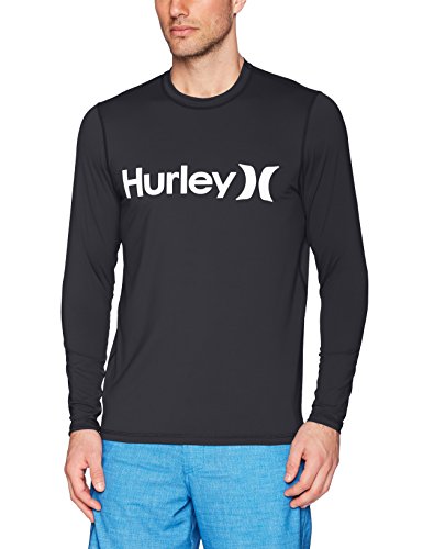 Hurley M One&Only Surf Long Sleeve Camiseta de Manga Larga, Hombre, Negro (Black/White), L