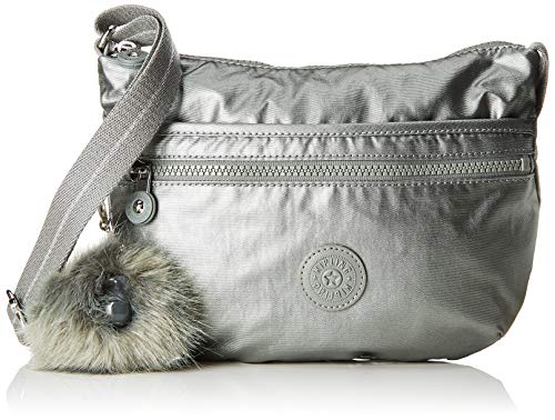 Kipling Arto S, Bolso bandolera para Mujer, Gris (Metallic Stony), 25x21x3 cm