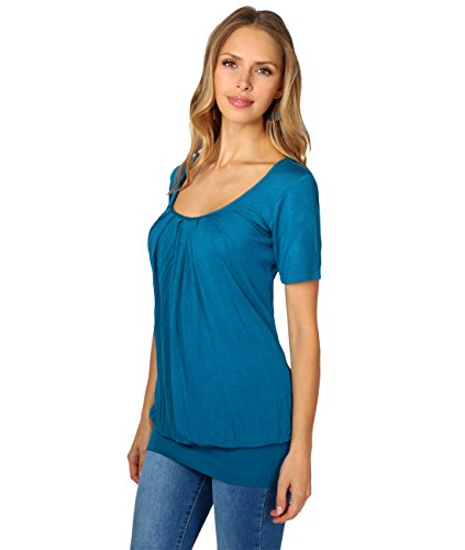 KRISP 5079-TEA-12, Camiseta Larga Manga Corta Talla Grande Básica, Azul Verdoso, 40