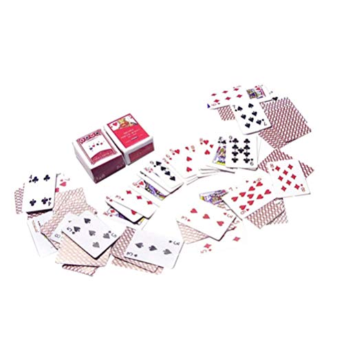 LIOOBO 2 Set Mini Pokers 1:12 Miniatura Dollhouse Poker Juego de Juego Niños Toy House Playset Set DIY Miniature Dollhouse Kit Regalo de Juguete