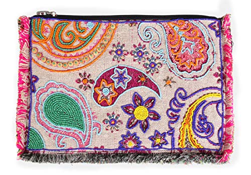 LOLA CASADEMUNT Bolso De Mano De Mujer Clutch Estampado Lentejuelas Con Cadena Cartera Grande Fiesta Bandolera De Hombro Cruzado 33X23X1