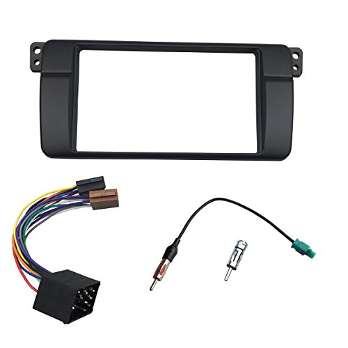 Maxiou Double Din Radio Installation Fascia e46 Facia Dash Bezel Kit DVD Mask (E46180ISO)