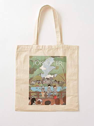 New Magazine Japanese Cover Covers Retro The Yorker Deco Art Tote Cotton Very Bag | Bolsas de supermercado de lona Bolsas de mano con asas Bolsas de algodón duraderas