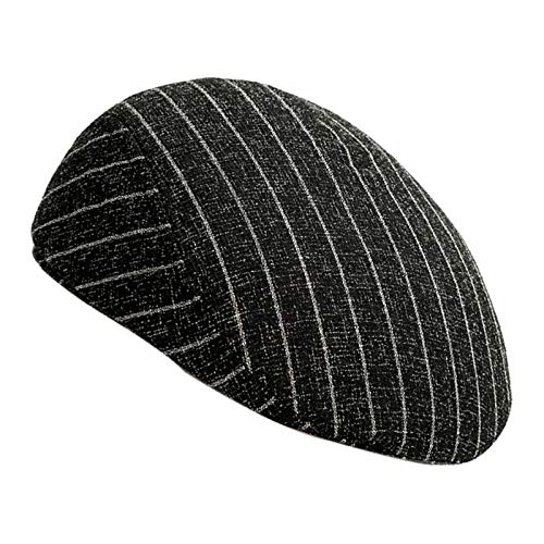 P Prettyia Boinas de Hombre Gorra Planas con Viseras Clásico Sombrero Moda para Adultos Unisex Ciaje Coducir - Negro, Los 24x20x12cm