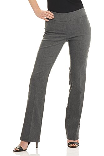 Rekucci Pantalon Bootcut Siempre Comodo de Mujer (4,Gris Oscuro)