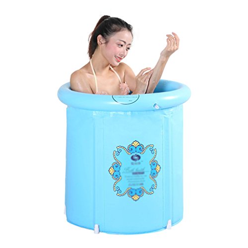 Ren Chang Jia Shi Pin Firm Bañera Inflable bañera Plegable Aislamiento portátil bañera para Adultos bañera de plástico bañera de hidromasaje Jacuzzi baño Familiar (Color : Blue, Size : 58 * 65cm)