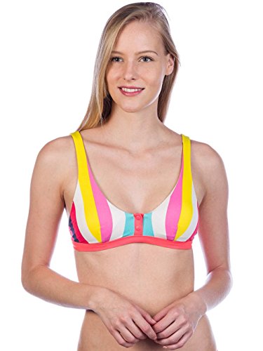 RIP CURL Bikini Surf Revival Sun Stripe Halter Bikini Top, Ibis Rose, Medium