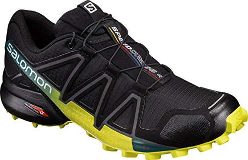 Salomon Speedcross 4, Zapatillas de Trail Running para Hombre, Negro/Amarillo (Black/Everglade/Sulphur Spring), 40 2/3 EU