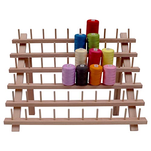 Soporte de Madera Bobinas de Hilo - Plegable Organizador para 60 Carretes de Hilo, Hilo de Bordar, Hacer Edredones, Herramientas de Coser - 32cm x 40cm