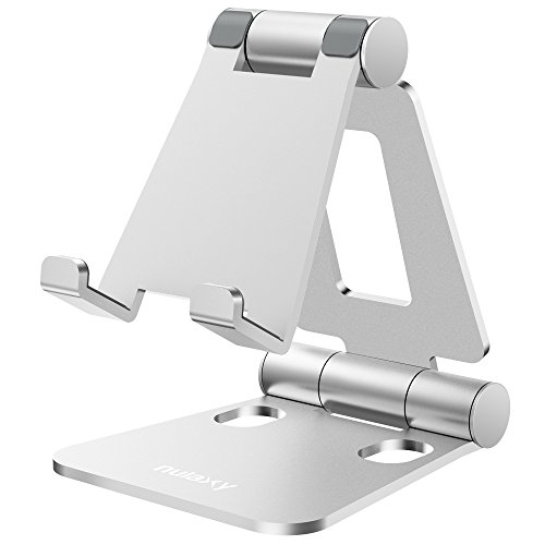 Soporte Móvil Mesa, Soporte Móvil Escritorio, Soporte Teléfono Mesa Aluminio, Soporte Móvil Tablet Mesa Plegable para iPhone X 8 7Plus 7 6S 6,Samsung, Huawei,Tablets,iPad,Note,Nintendo Switch - Plata