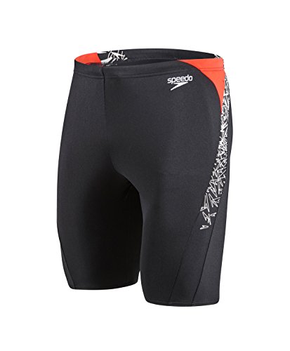 Speedo Boom Splice Bañador, Hombre, Negro (Black/White/Lava Red), 32