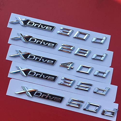 SYSFOUR para BMW Nuevo X1 X3 X4 X5 X6 X7 XDrive 20d 28d 30d 40d 50d 20i 25i 28i 30i 35i 40i 48i 50i Fender Emblem Badge Car Styling Sticker, Nueva Fuente x 2 Piezas, Comentario artículo Deseado