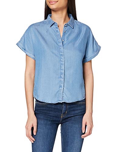 Tommy Hilfiger WREN Boxy SS Shirt Blusa, Azul (Mid Indigo 470), 34 (Talla del Fabricante: X-Small) para Mujer