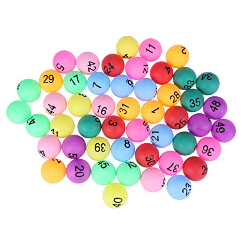 Toyvian Bolas de lotería,Pelotas de Tenis de Mesa numeradas Pelotas de Ping Pong,40 mm,vistosa,50 Piezas