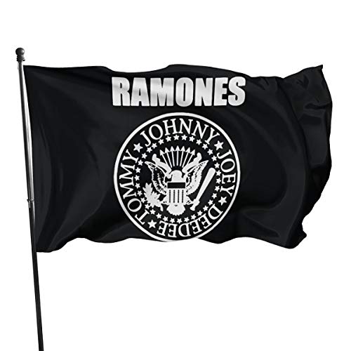 UKFaaa Ramones - Banderas Decorativas para jardín con Sello Presidencial, 3 x 5 pies, Bandera para decoración del hogar en Interiores y Exteriores, Negro, Talla única