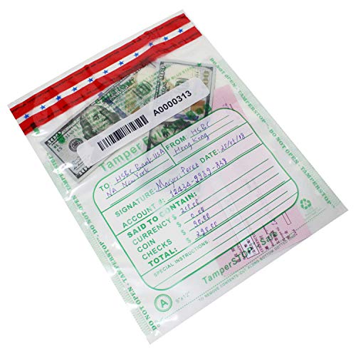 100 bolsas de seguridad y sobres para deposito bancario (2.75 mill, 9 x 12 pulgadas, transparente – TamperSeals Group)
