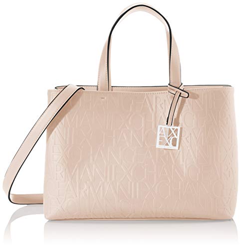 Armani Exchange Liz – Medium Open Shopping Tote, 24 x 16 x 35 cm, color Beige, talla 24x16x35 cm (B x H x T)