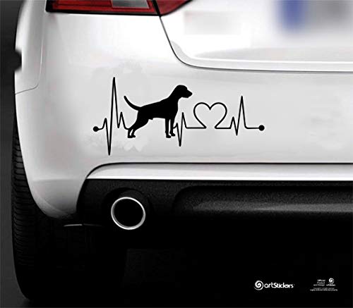 Artstickers Pegatinas para Coche con Forma de Perro Braco de Weimar, 20 cm, para Amantes de los Coches. Color Negro. Pegatina Perro latidos corazón. Regalo Adhesivo Spilart, Marca Registrada