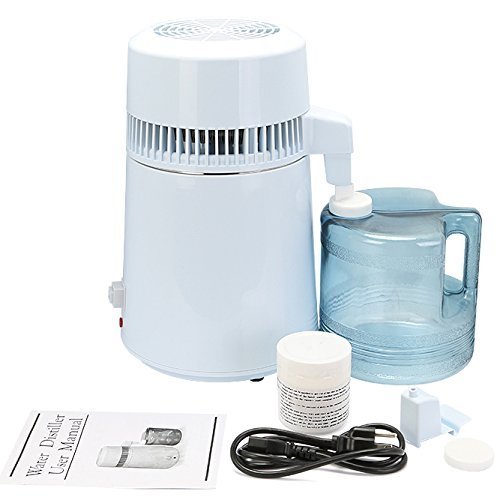 Autovictoria Destilador de agua Purificador Water Distiller Destilador de agua pura Filtros Destilación de agua 4L de acero inoxidable interno con botella de colección