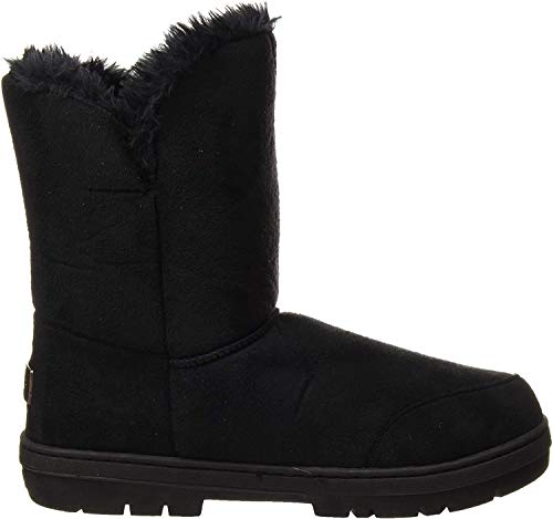 Botas de invierno con doble botón, impermeables, para mujer, color Negro, talla 40