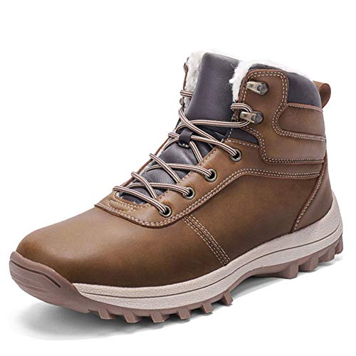 Botas de Nieve Hombre Impermeable Botas de Invierno Antideslizante Calientes Botines Sneakers Marrón 44