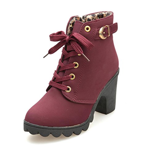 Botas de Tacón,Culater Mujer Zapatos Altos Talones (35, Rojo)