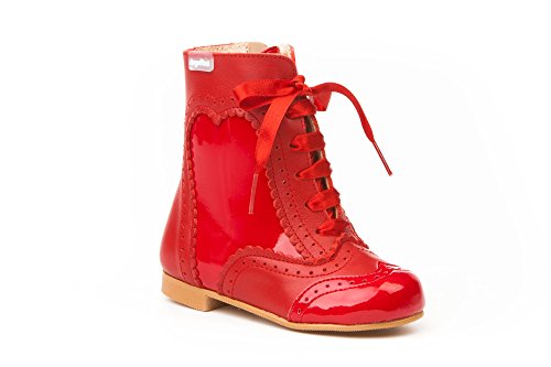 Botas Pascualas Charol-Napa para Niñas Todo Piel mod.1000. Calzado Infantil Made in Spain, Garantia de Calidad. (22, Rojo)