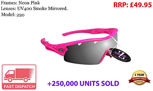 Gafas de sol para la nieve RayZor, 100 % protección UV400, con ventilación, cómodas y resistentes, antideslumbramiento, para esquís, moto de nieve y snowboard, RI220PISM-SK, Pink (220), adulto