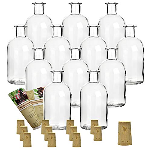 gouveo 12 botellas vacías de 250 ml con corchos, botellas de vidrio vacías, botellas de licor