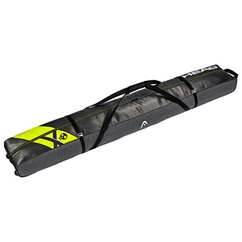 Head Rebels Double Ski Bag Bolsa de esquí Doble, Unisex Adulto, Negro/Gris/Amarillo Neón, 85 LTR