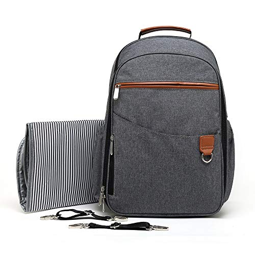 Mochila Cambiante Con Cambiador, Mochila Para Pañales Para Bebés, Mochila Para Pañales Multifuncional Para Mamá Y Papá (Gris)