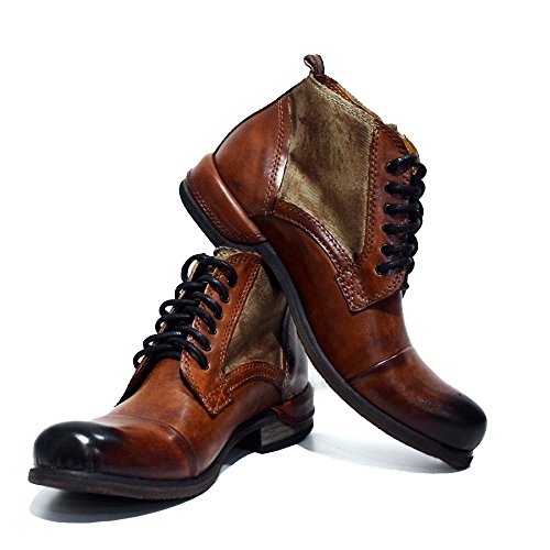 Modello Oreto - EU 45 - US 12 - UK 11-30 cm - Cuero Italiano Hecho A Mano Hombre Piel Color Marrón Botas Bajas Botines - Cuero Cuero Pintado a Mano - Encaje