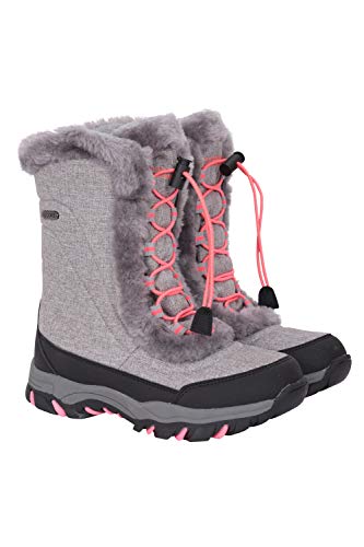 Mountain Warehouse Botas de Nieve para jóvenes de Ohio - Botas para niños Transpirables, Impermeables y de Secado rápido - para Vacaciones de Invierno - niños y niñas Gris Claro 33