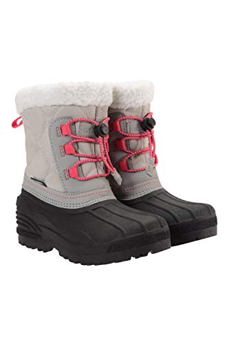 Mountain Warehouse Botas de Nieve Resistentes a la Nieve Arctic para niños con Borde de Pelo sintético - Revestimiento Acolchado con Cordones elásticos - para esquí Plata 23