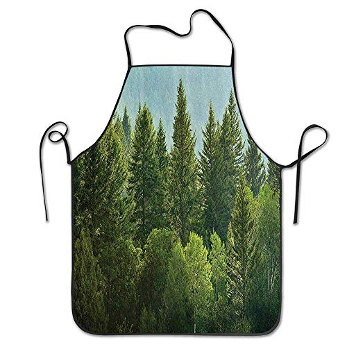 Not Applicable Cintura Bosque Pino Tops Refrescantes Eco Bosques Silvestres Ladera de la montaña Paisaje Delantal Unisex Cocina Delantal para cocinar Hornear Jardinería Limpieza