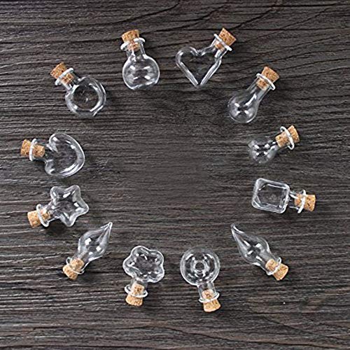 Ritte Mini Cristal Botella, 12 Piezas Botes de Cristal con Tapón de Corcho, Manualidad Decorando Bodas Bautizos Comuniones