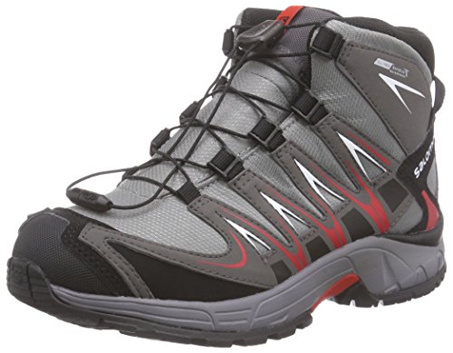 Salomon XA Pro 3D Mid CSWP J, Botas de Senderismo para Niños, Gris (Pewter/Autobahn/Red), 34 EU