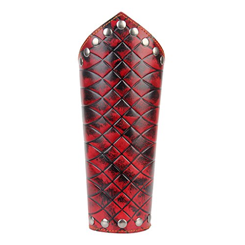 Sharplace Brazal Brazalete Cubierta Funda de PU Cuero para Brazo Estilo Punk Gótico - Rojo