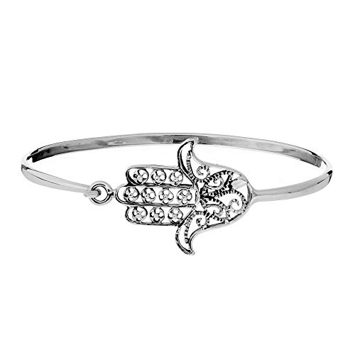 Silverly Ajorca Brazalete Mano de Fátima Hamsa Filigrana Mujer Plata de Ley Esterlina .925