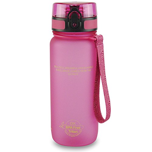 SMARDY Tritan Botella de Agua para Beber Pink - 500ml - de plástico sin BPA - Tapa de un Clic - fácil de Abrir - ecológica - Reutilizable