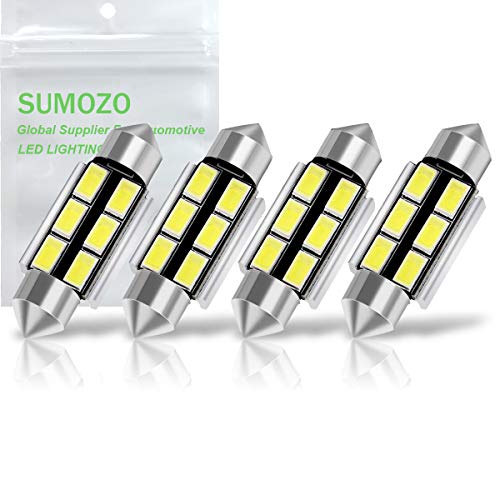 SUMOZO C5W Bombilla LED Festoon Bombillas LED Canbus sin errores 6SMD 5730 para interior de coche domo mapa puerta matrícula Bombillas 6000K Xenon Blanco Pack de 4 (41MM)