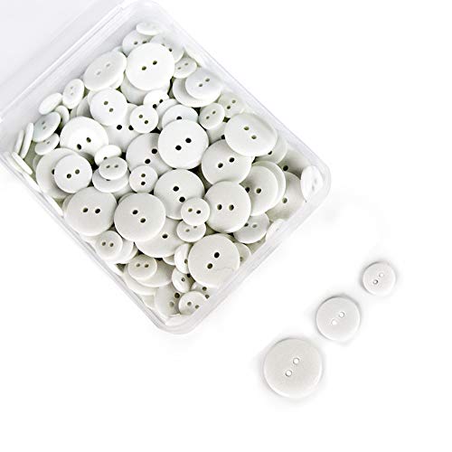 SUNTATOP 200 Piezas Botones de Resina de Botones Redondos de Agujero Manualidades DIY de Coser (Blanco)